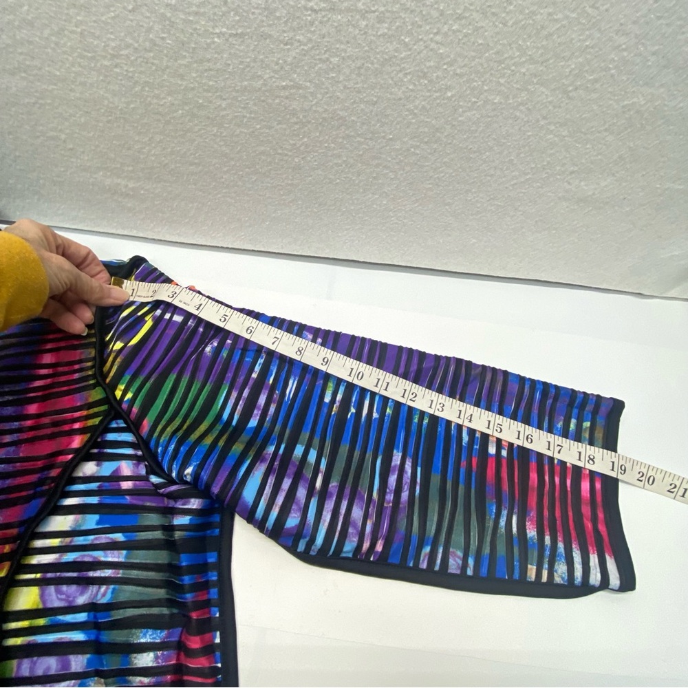 Ali Miles Womens XL 3/4 Sleeve Jacket Wearable Art Multicolor W/ Black Stripes - Picture 10 of 14